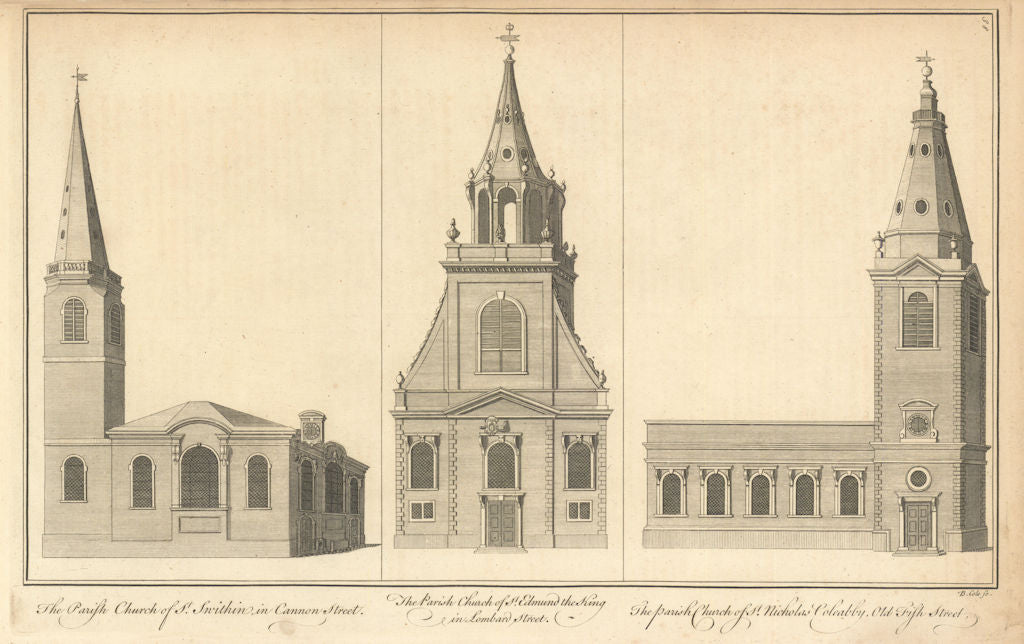 St. Swithin London Stone, St. Edmund King & Martyr, St. Nicholas Cole Abbey 1760
